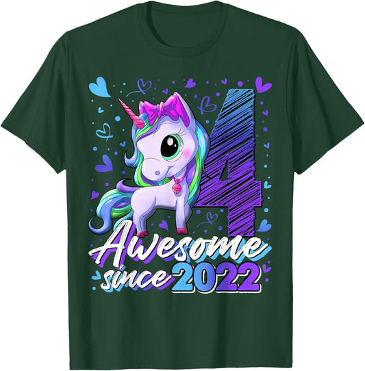 4th Birthday Shirt Girl 4 Year Old Gifts 4 Birthday Girl T-Shirt - T-Shirt | Forest