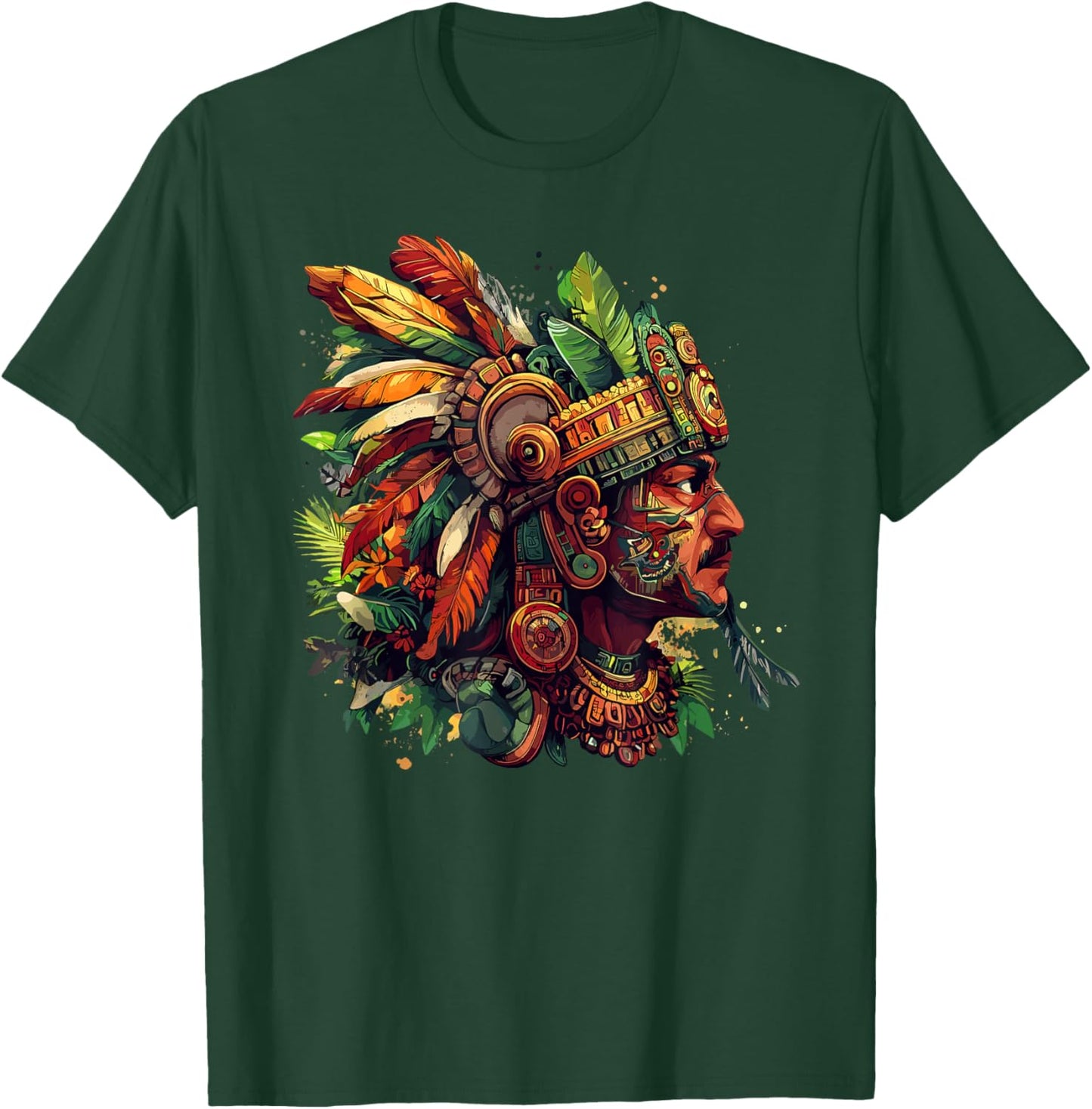 Mayan Aztec Tribal Warrior Eagle Headdress T-Shirt - T-Shirt | Forest