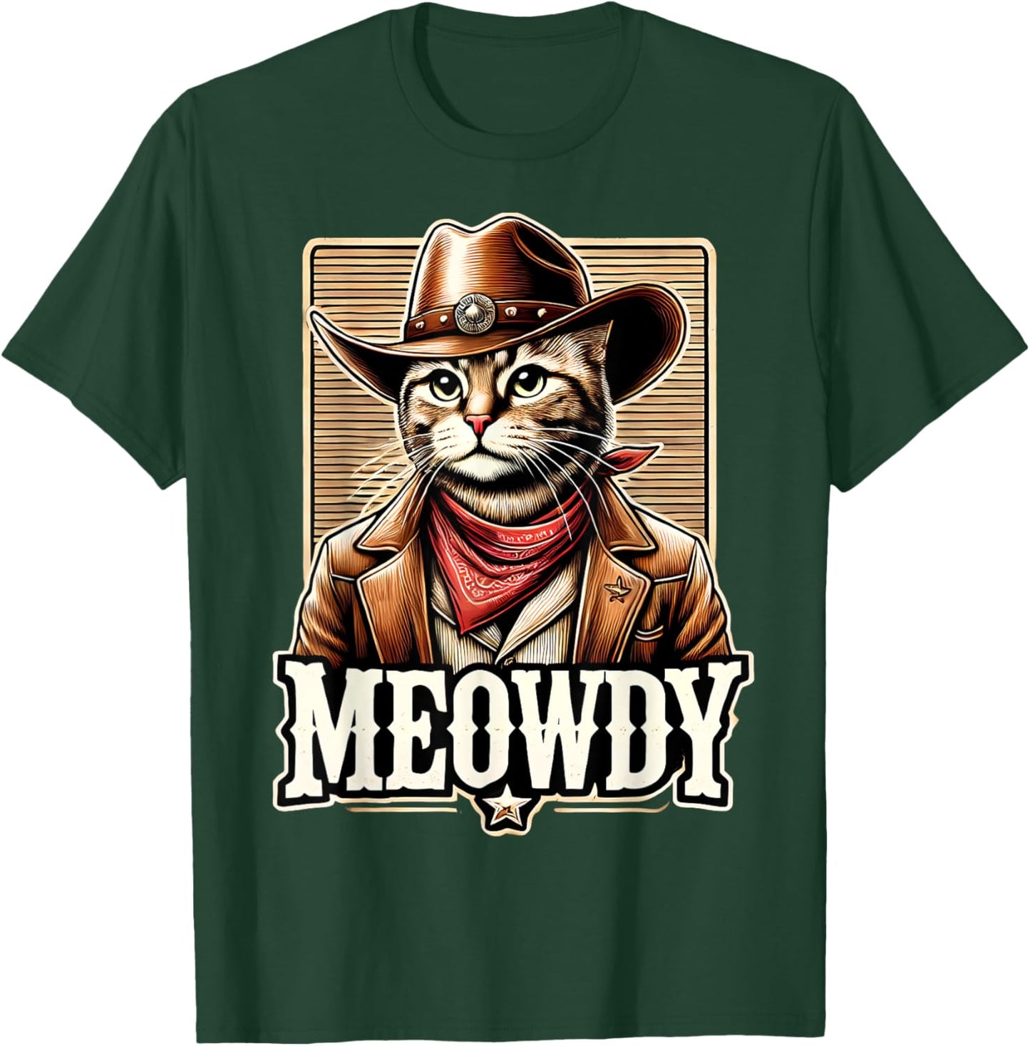 Meowdy Cat Cowboy Cowgirl Meow Howdy Halloween Costume T-Shirt - T-Shirt | Forest