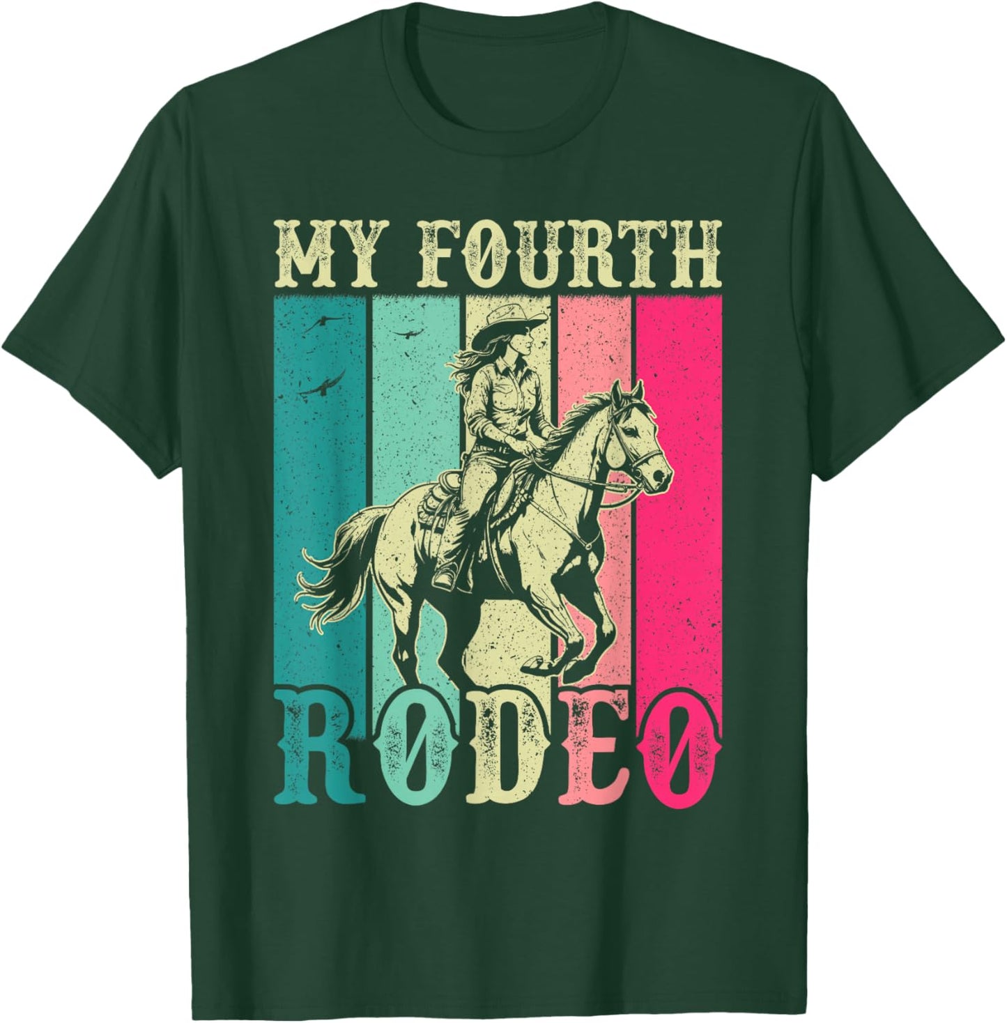 My Fourth Rodeo 4 Year Old Girl Cowgirl 4th Birthday Horse T-Shirt - T-Shirt | Forest