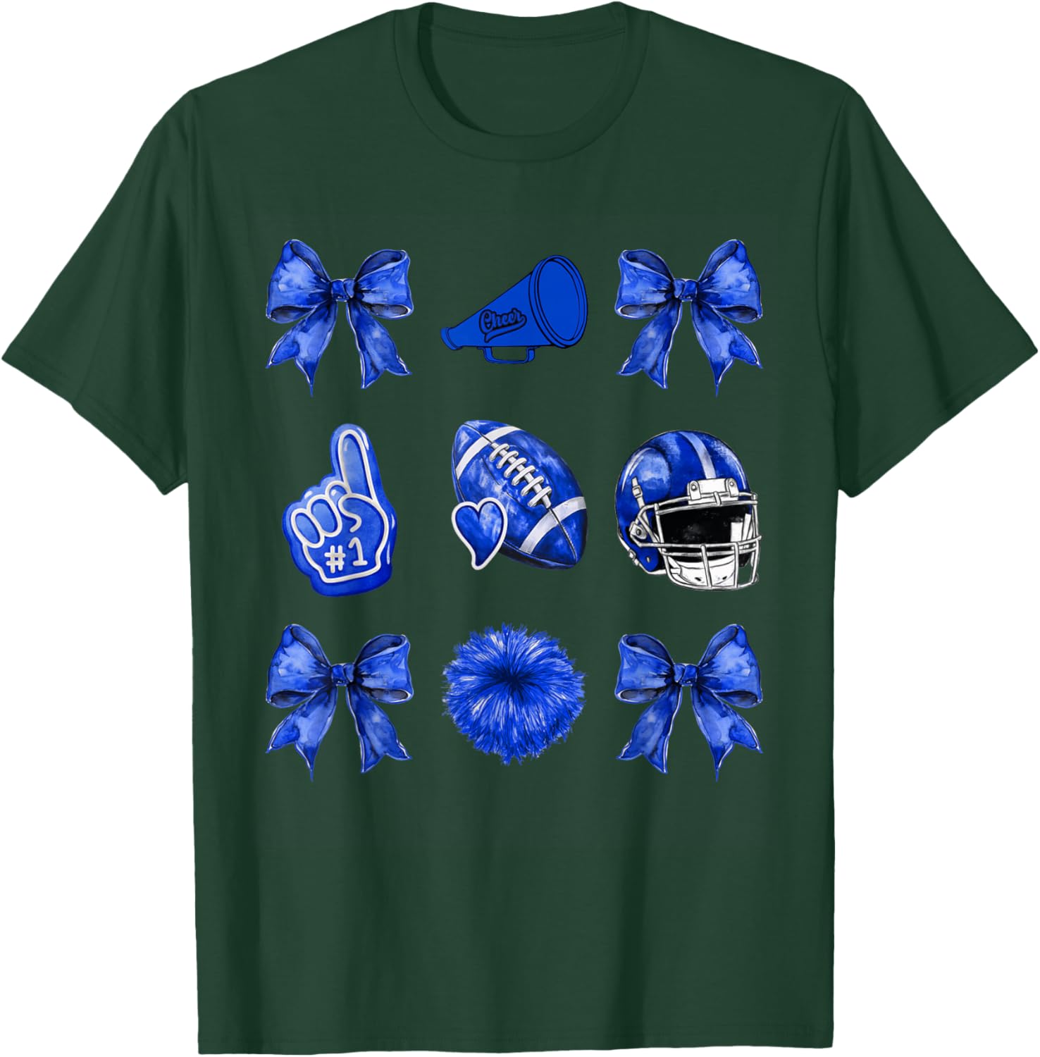 Cute Coquette Bow Game Day American Football Player Coaches T-Shirt - T-Shirt | Forest