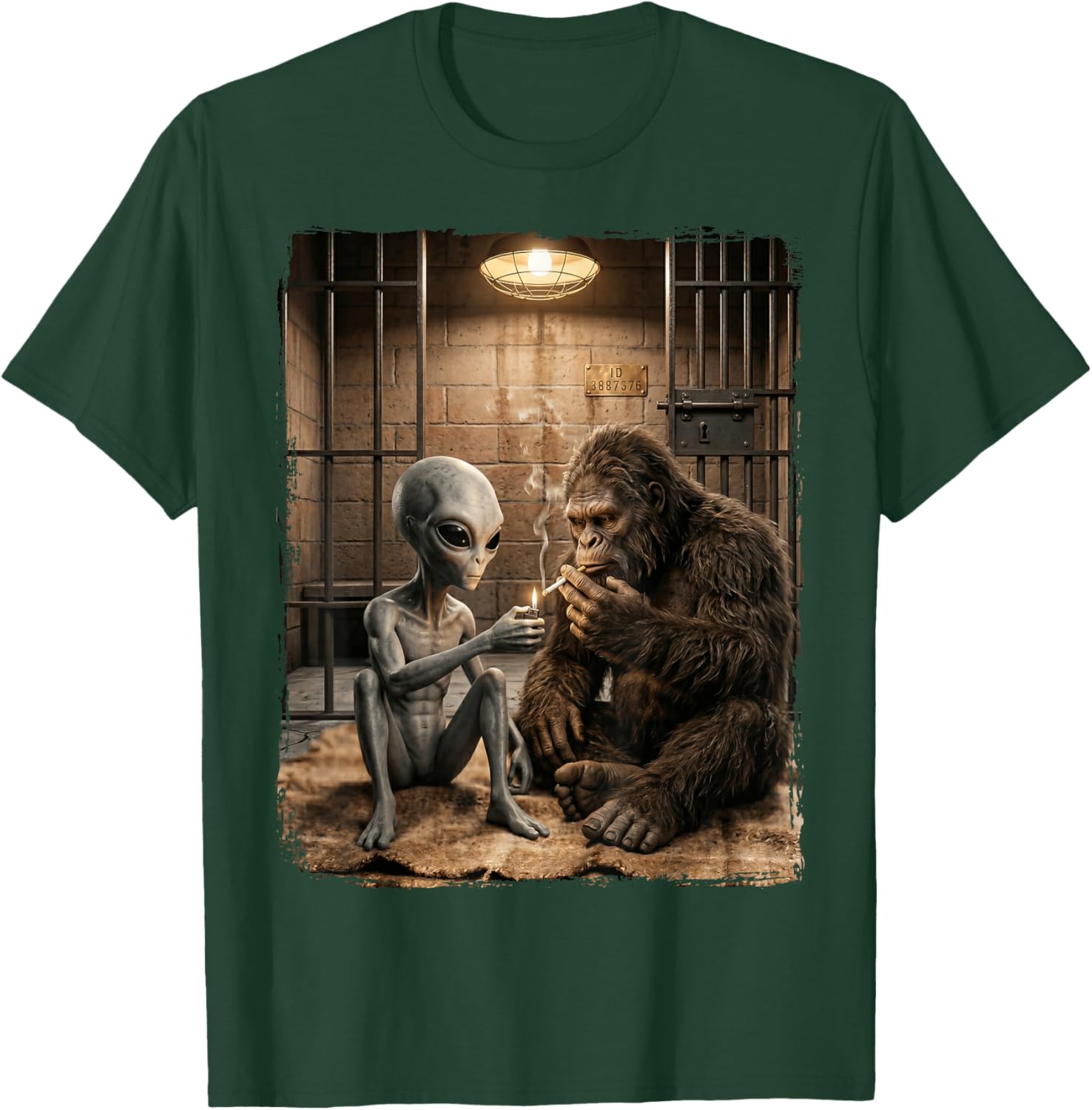 Bigfoot Alien Smoking T-Shirt - T-Shirt | Forest