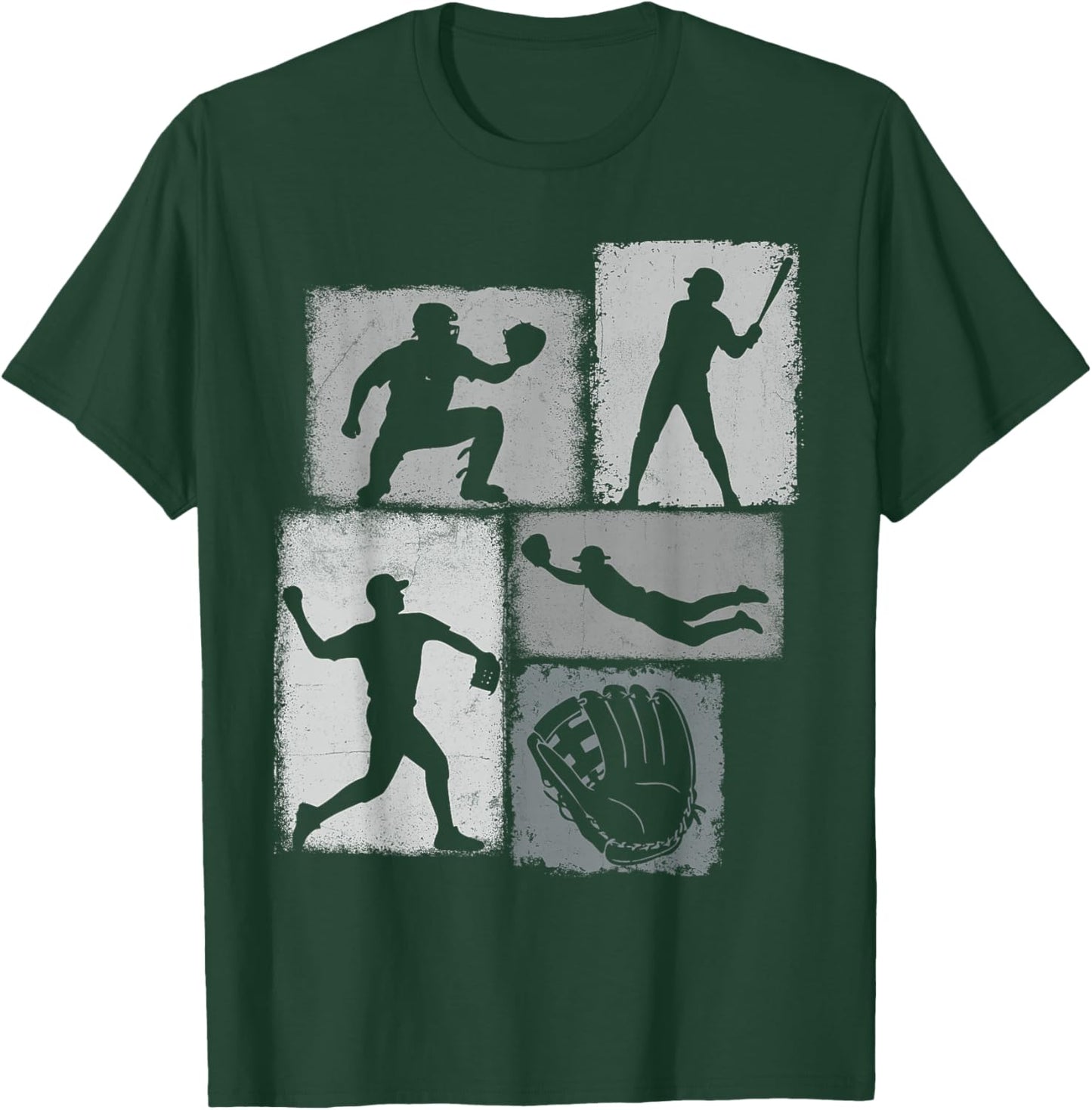 Softball Player Collage Men Kids Coach Youth Boys T-Shirt - T-Shirt | Forest