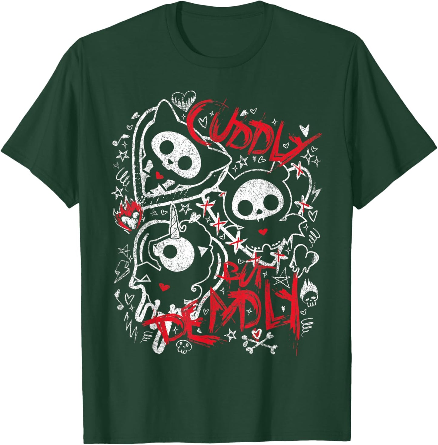 Skelanimals Cuddly But Deadly Kit Diego and Bonita Sketch T-Shirt - T-Shirt | Forest