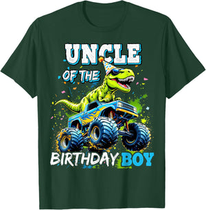 Uncle of the Birthday Boy Monster Truck Dinosaur Party T Rex T-Shirt - T-Shirt | Forest