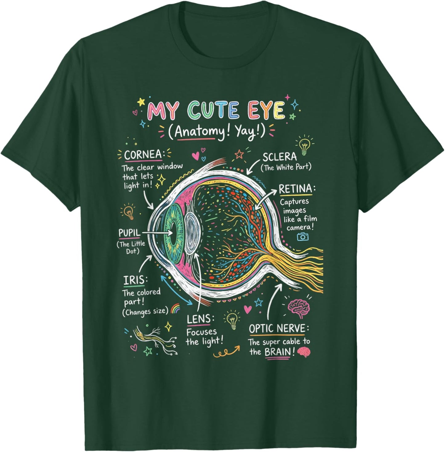 My Cute Eye Anatomy Yay Human Vision Science T-Shirt - T-Shirt | Forest