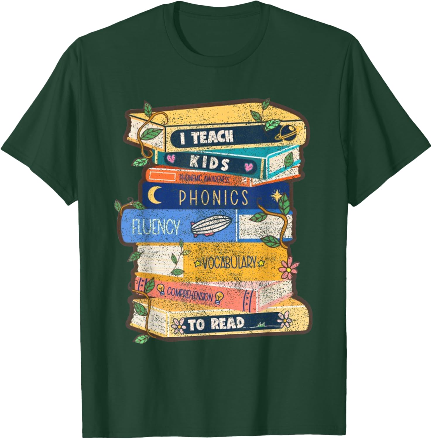 I Teach Kids to Read Bookworm Teacher Appreciation Kinderga T-Shirt - T-Shirt | Forest
