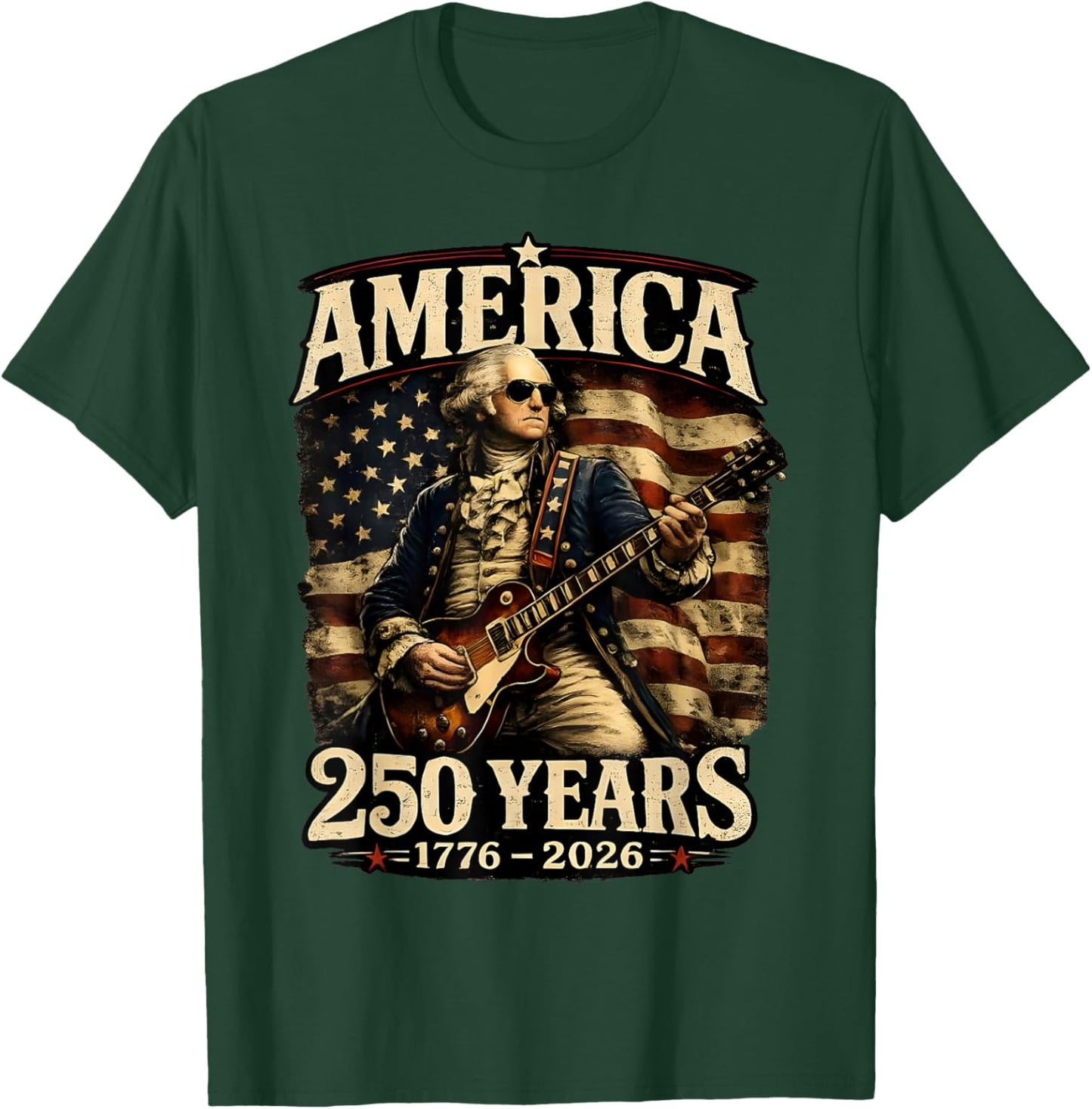 Vintage George Washington Playing Guitar 250 Years America T-Shirt - T-Shirt | Forest