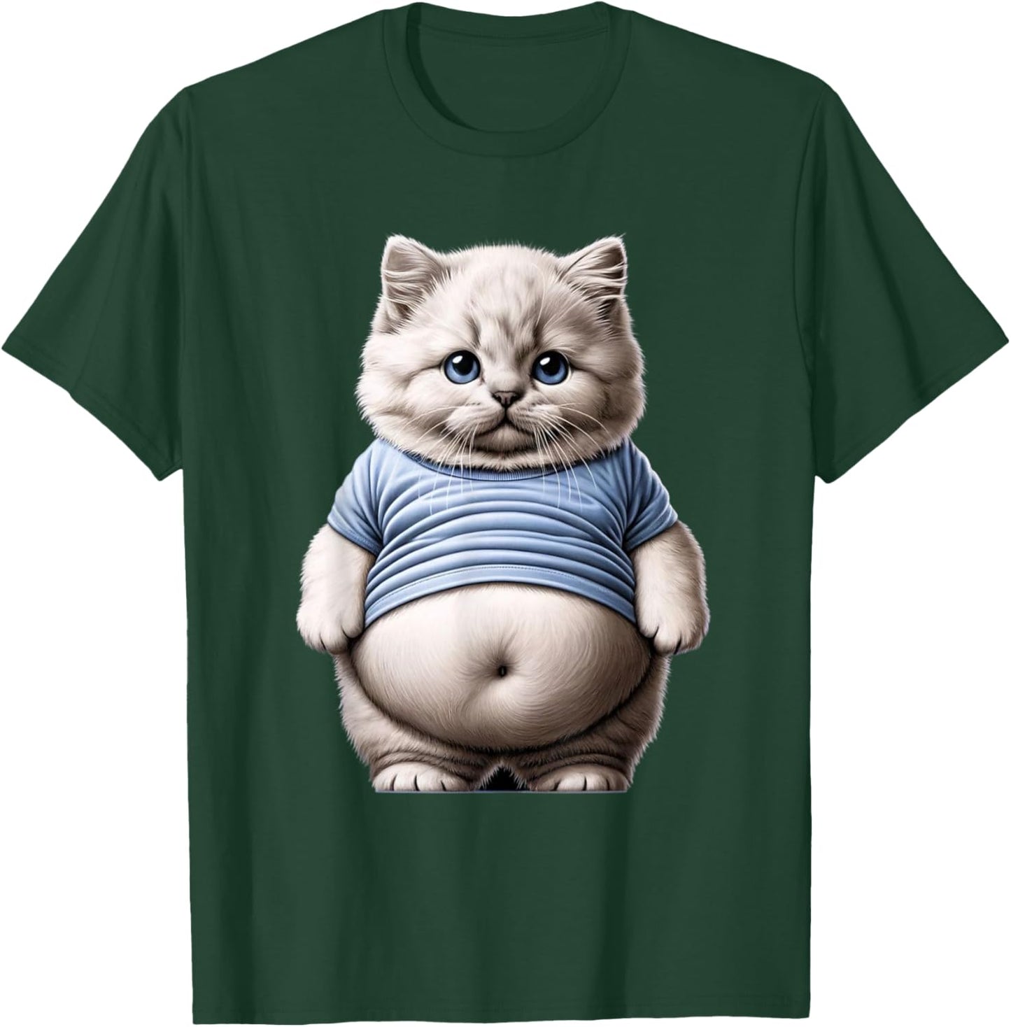 Big Belly Cute Funny Fat Cat Art Design Fat Kitten Cat Lover T-Shirt - T-Shirt | Forest