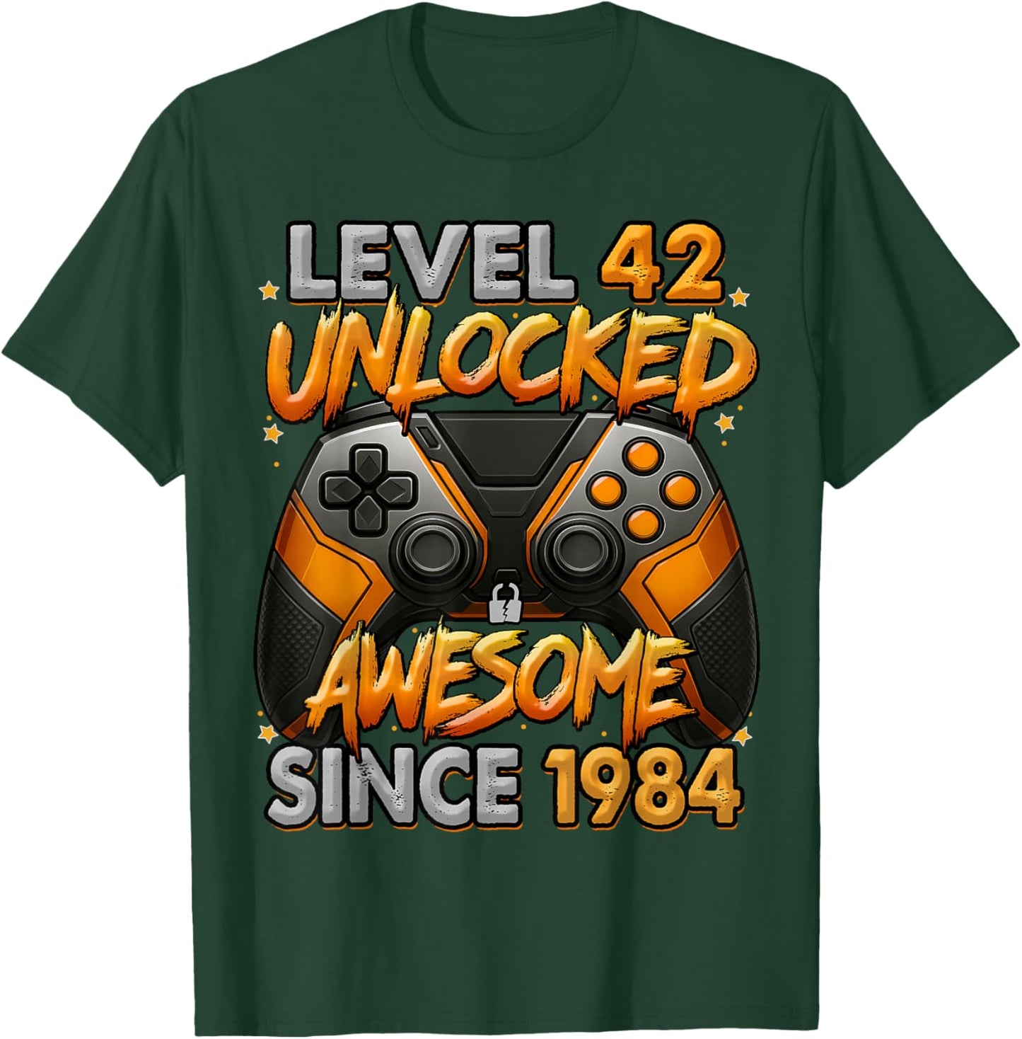 Level 42 Unlocked Awesome Since 1984 42nd Birthday Gaming T-Shirt - T-Shirt | Forest