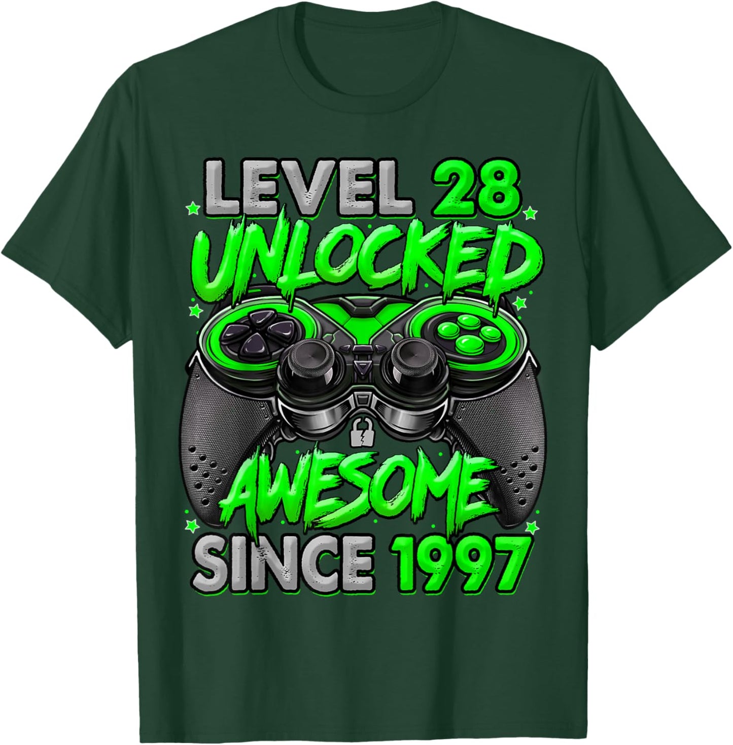 Level 28 Unlocked Awesome Since 1997 28th Birthday Gaming T-Shirt - T-Shirt | Forest