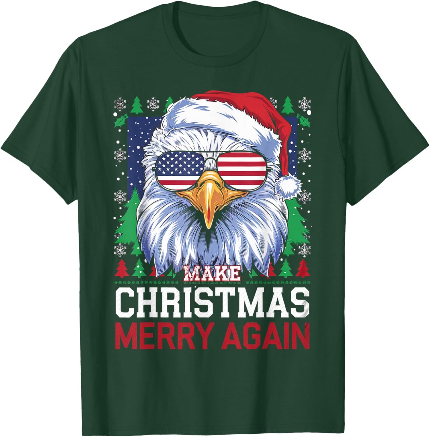 Funny Eagle Make Christmas Great Again Ugly T-Shirt - T-Shirt | Forest
