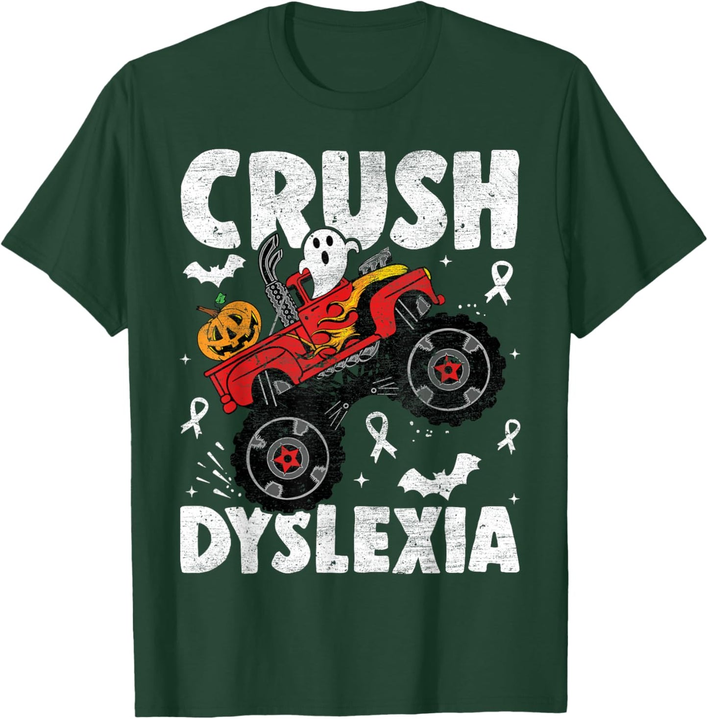 Crush Dyslexia Awareness Monster Truck Red Kids Boys Girls T-Shirt - T-Shirt | Forest