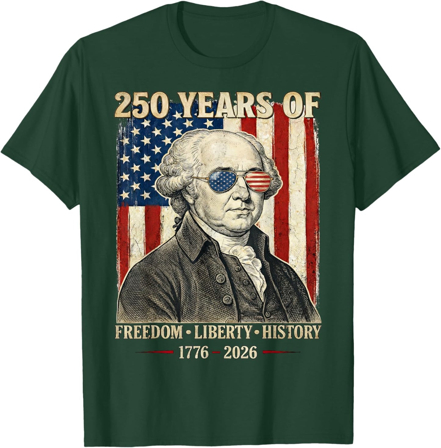 250 Years of Freedom Liberty History John Adams Retro T-Shirt - T-Shirt | Forest