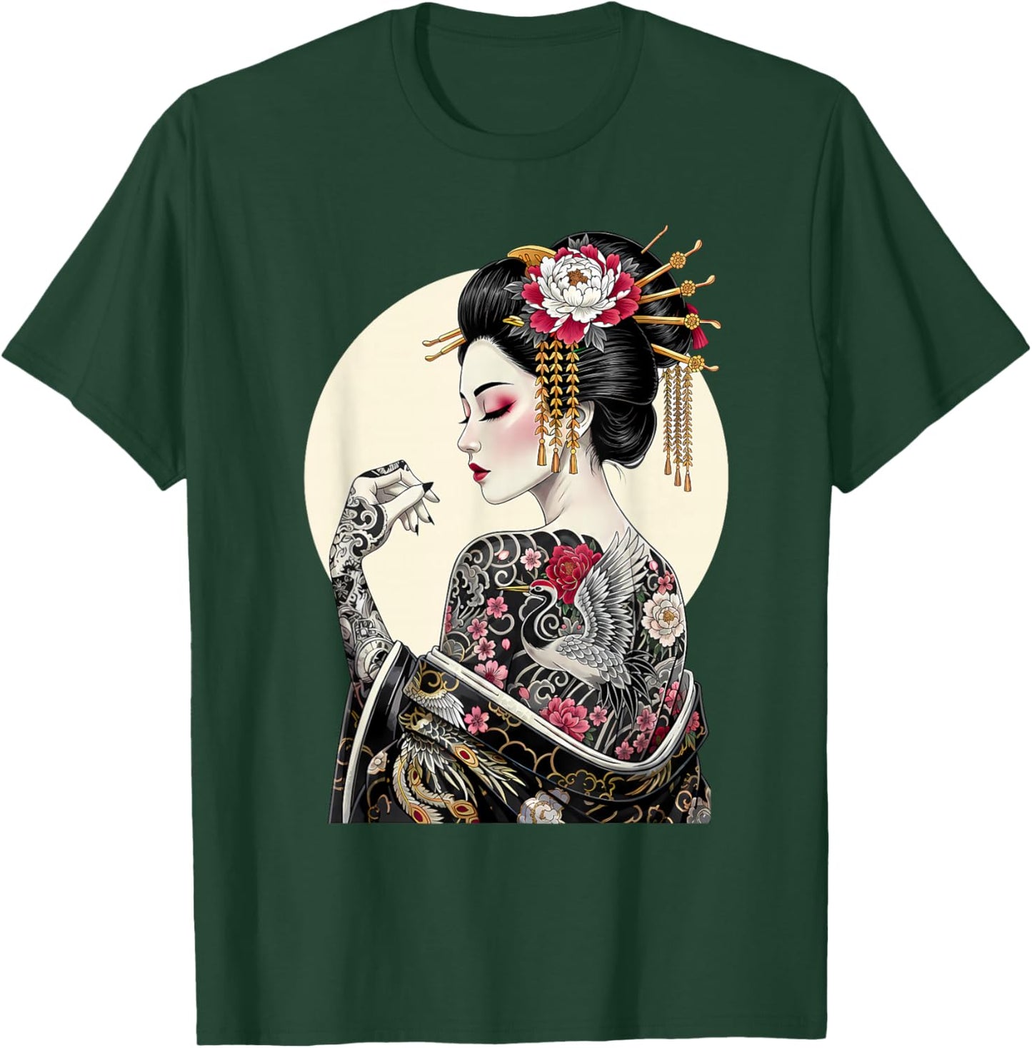 Tattooed Geisha Japanese Souvenir Meet Me in Japan Tattoo T-Shirt - T-Shirt | Forest