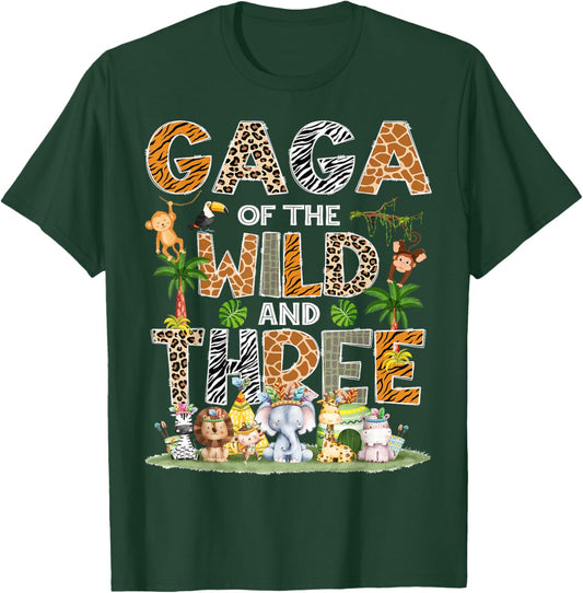 Gaga Of The Wild Three 3Rd Birthday Tribal Safari Jungle T-Shirt - T-Shirt | Forest