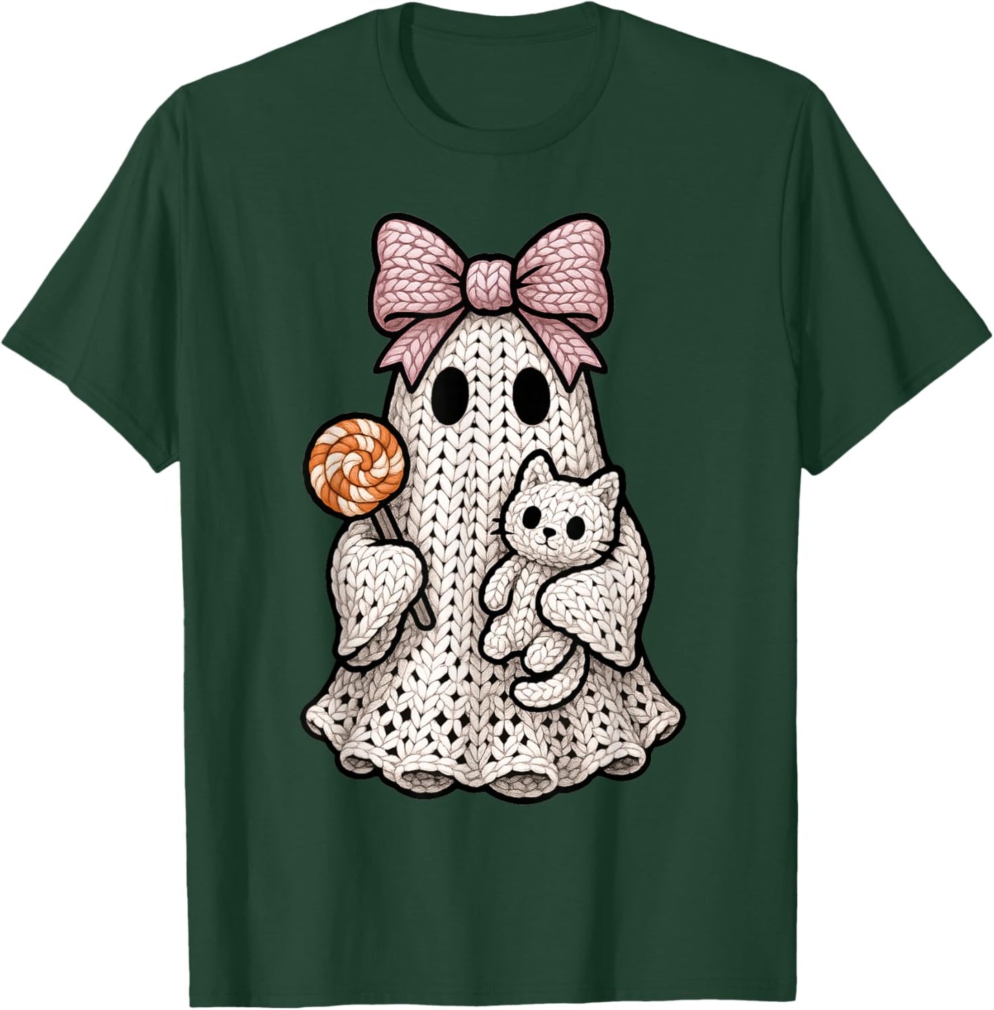 Ghost Coquette Knitting Crafting Yarn Crocheting Halloween T-Shirt - T-Shirt | Forest