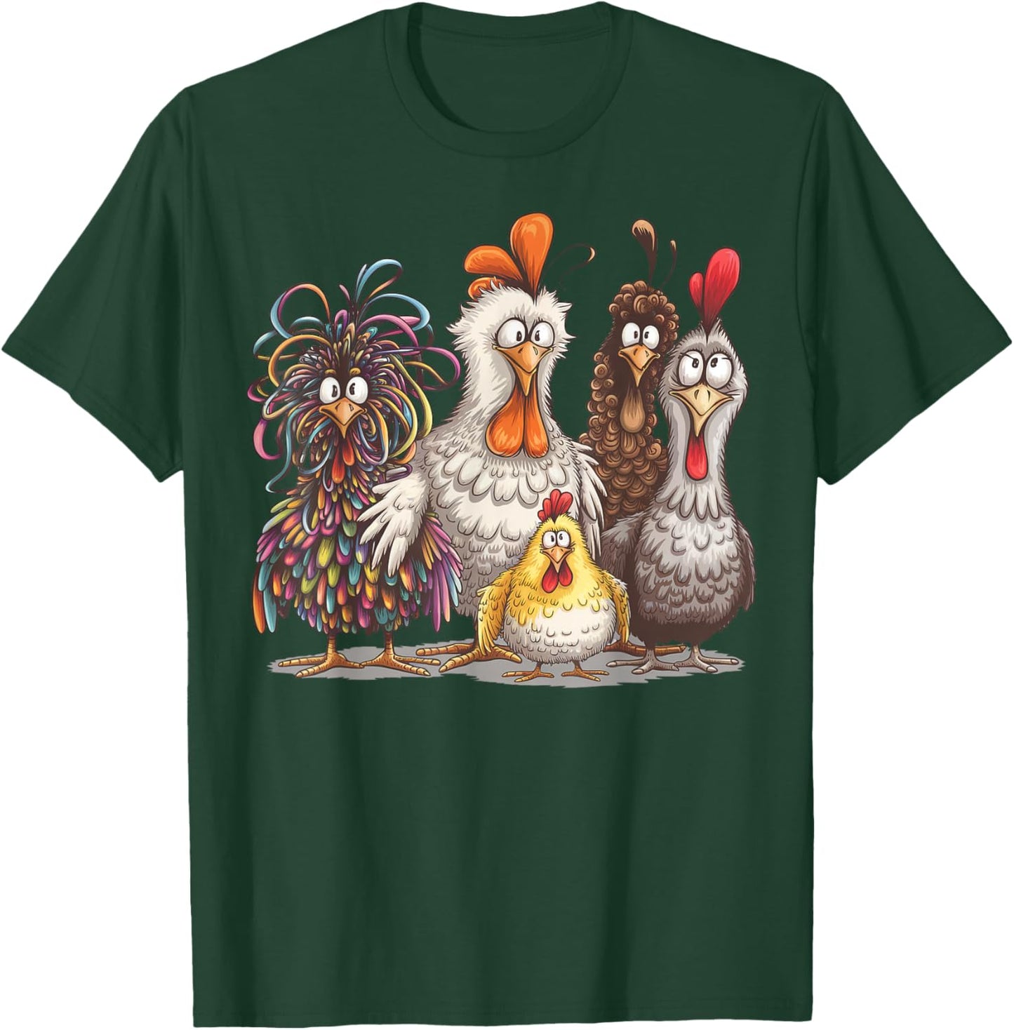 Chicken Art Crazy Chicken Gifts Women Kid Boy Family T-Shirt - T-Shirt | Forest
