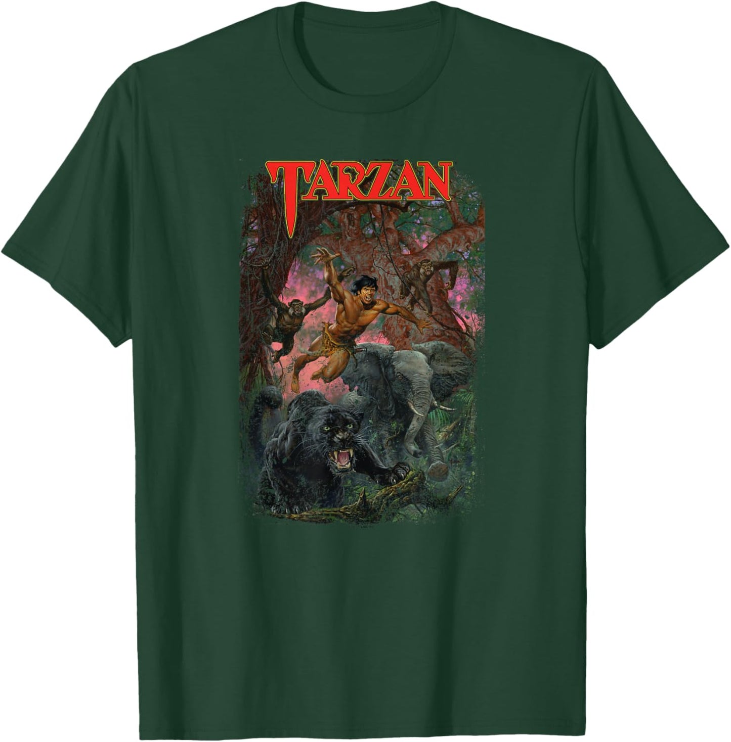 Tarzan Leaping Animal Illustration Father's Day T-Shirt - T-Shirt | Forest