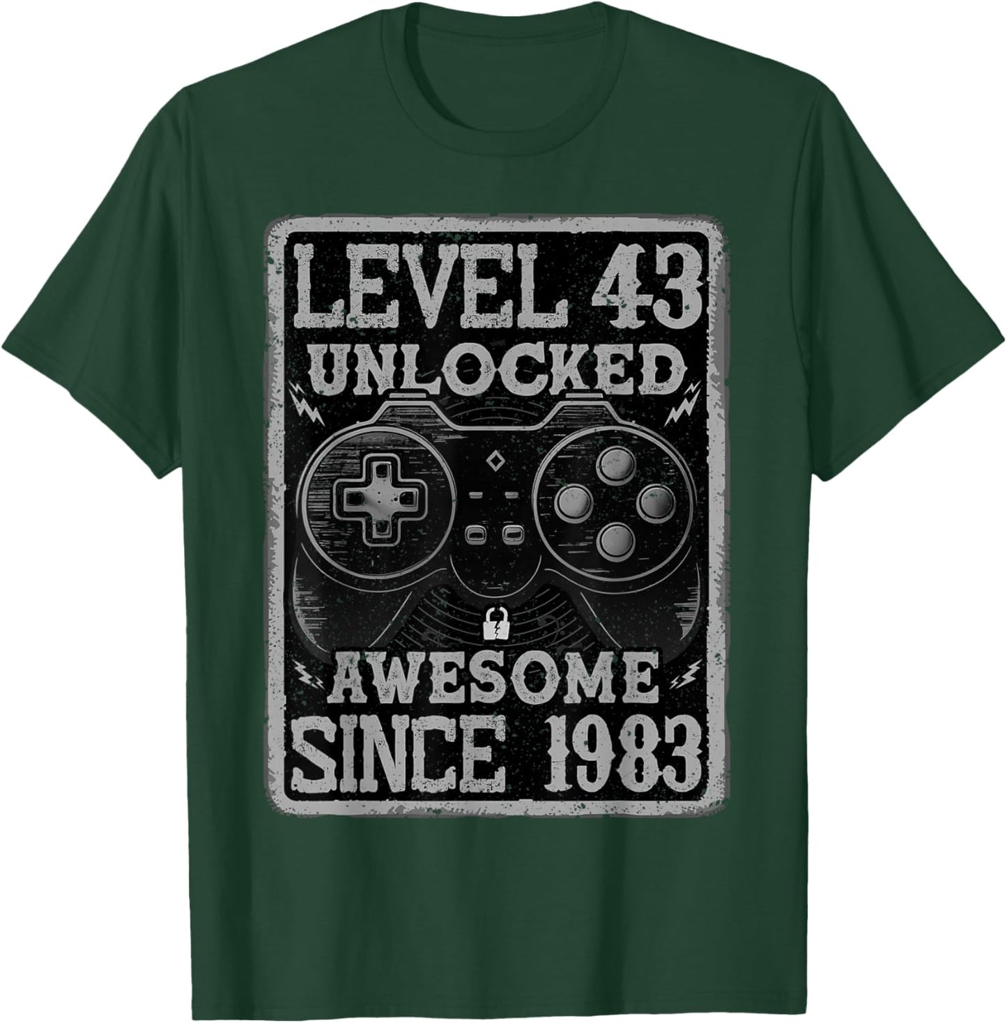 Level 43 Unlocked Awesome Since 1983 43rd Birthday Gaming T-Shirt - T-Shirt | Forest