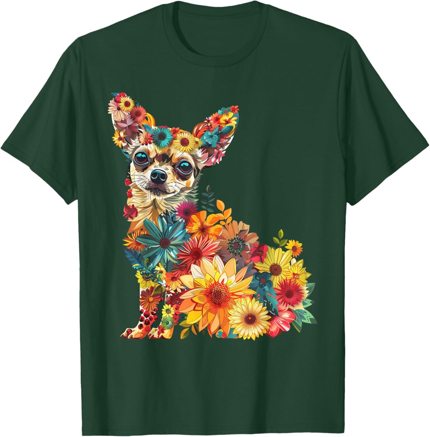 Floral Chihuahua Sunflower Mama Cute Mom Mother's Day Pets T-Shirt - T-Shirt | Forest