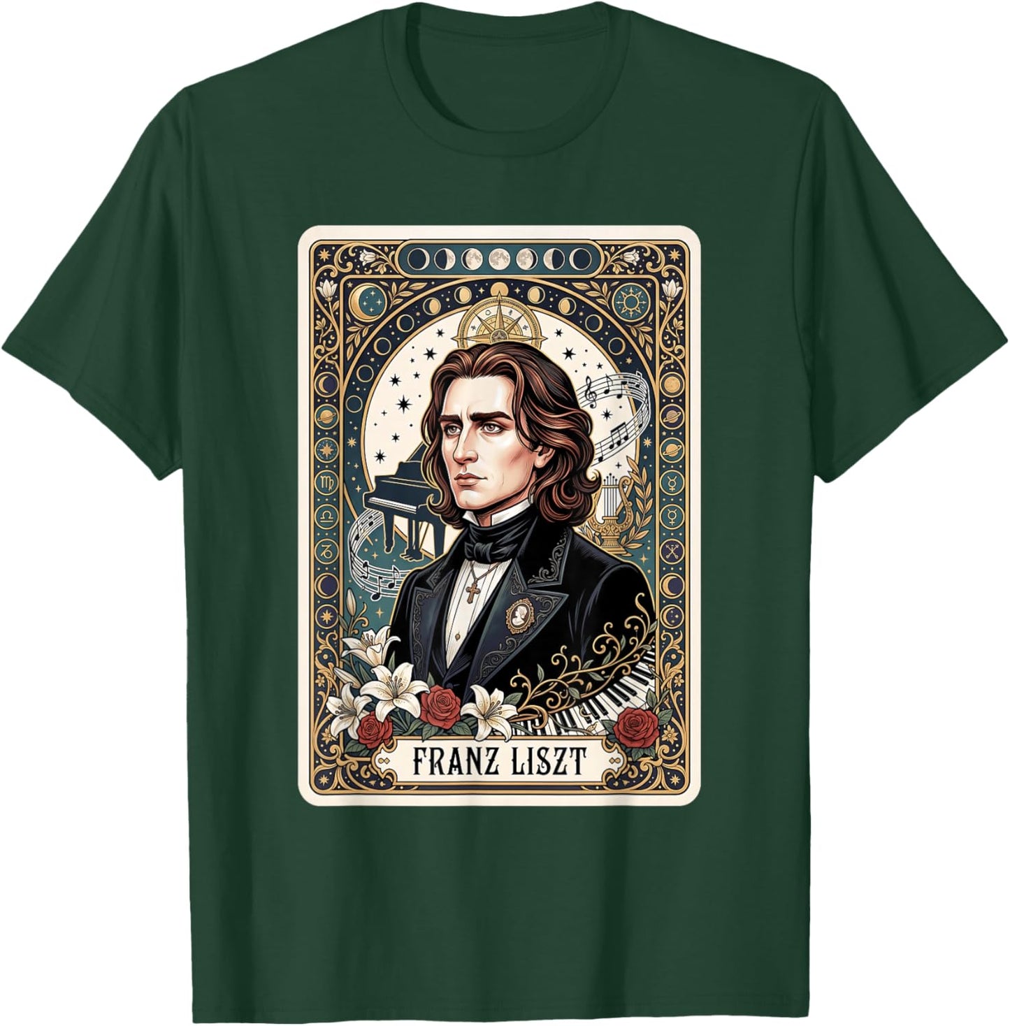 Franz Liszt Compossier Pianiste Tarot T-Shirt - T-Shirt | Forest
