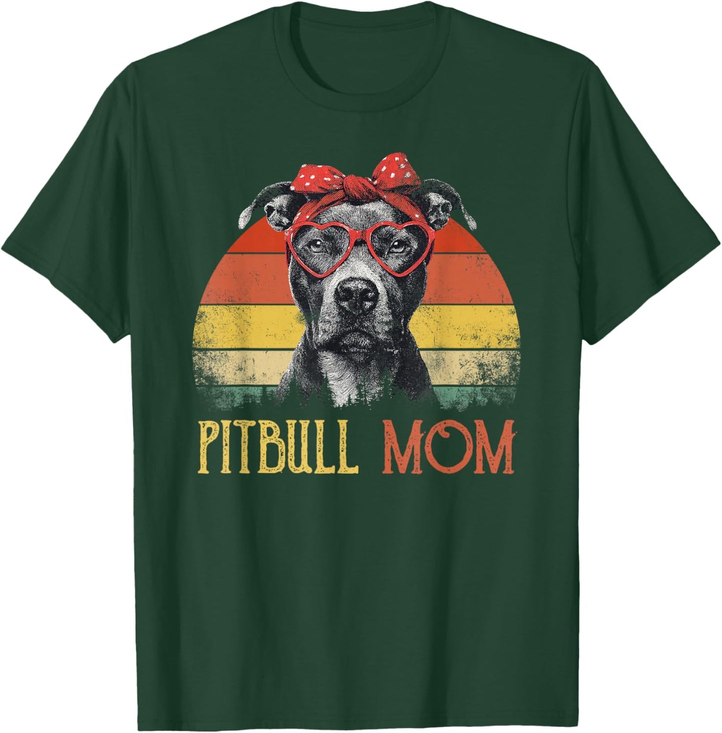 Pitbull Mom Dog Retro Vintage Design Women's T-Shirt - T-Shirt | Forest