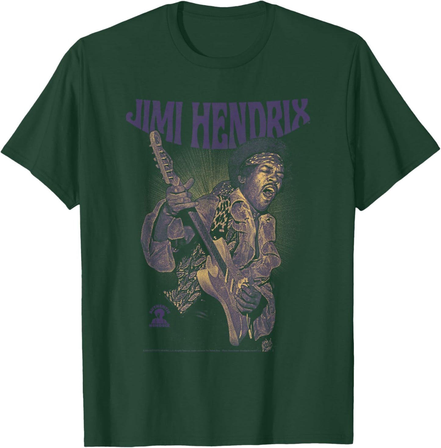 Jimi Hendrix Playing Guitar Purple Yellow T-Shirt - T-Shirt | Forest