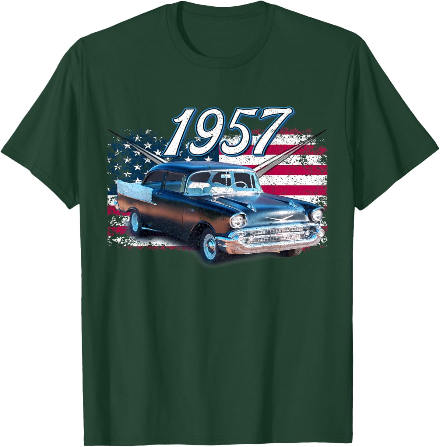 1957 Classic 57 Bel air Vintage 50s Silhouette Old Hot Rod T-Shirt - T-Shirt | Forest