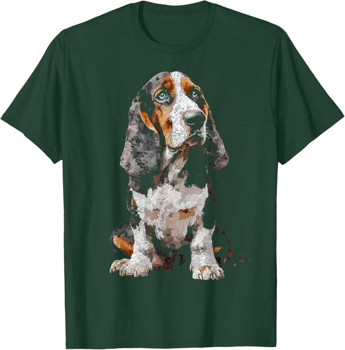 Basset Hound Dog Motif Pet Art Blue Eyes Basset Hound Women Kids T-Shirt - T-Shirt | Forest