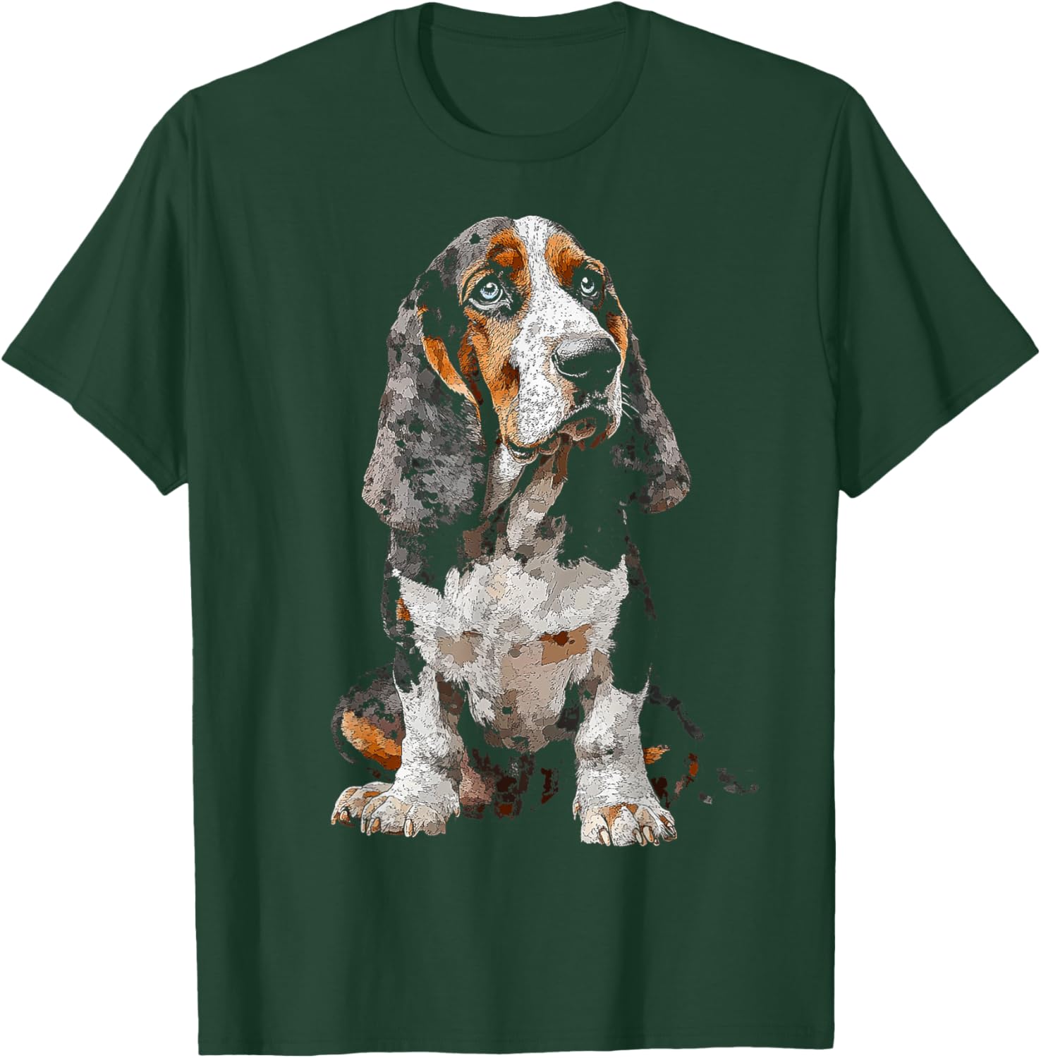 Basset Hound Dog Motif Pet Art Blue Eyes Basset Hound Women Kids T-Shirt - T-Shirt | Forest