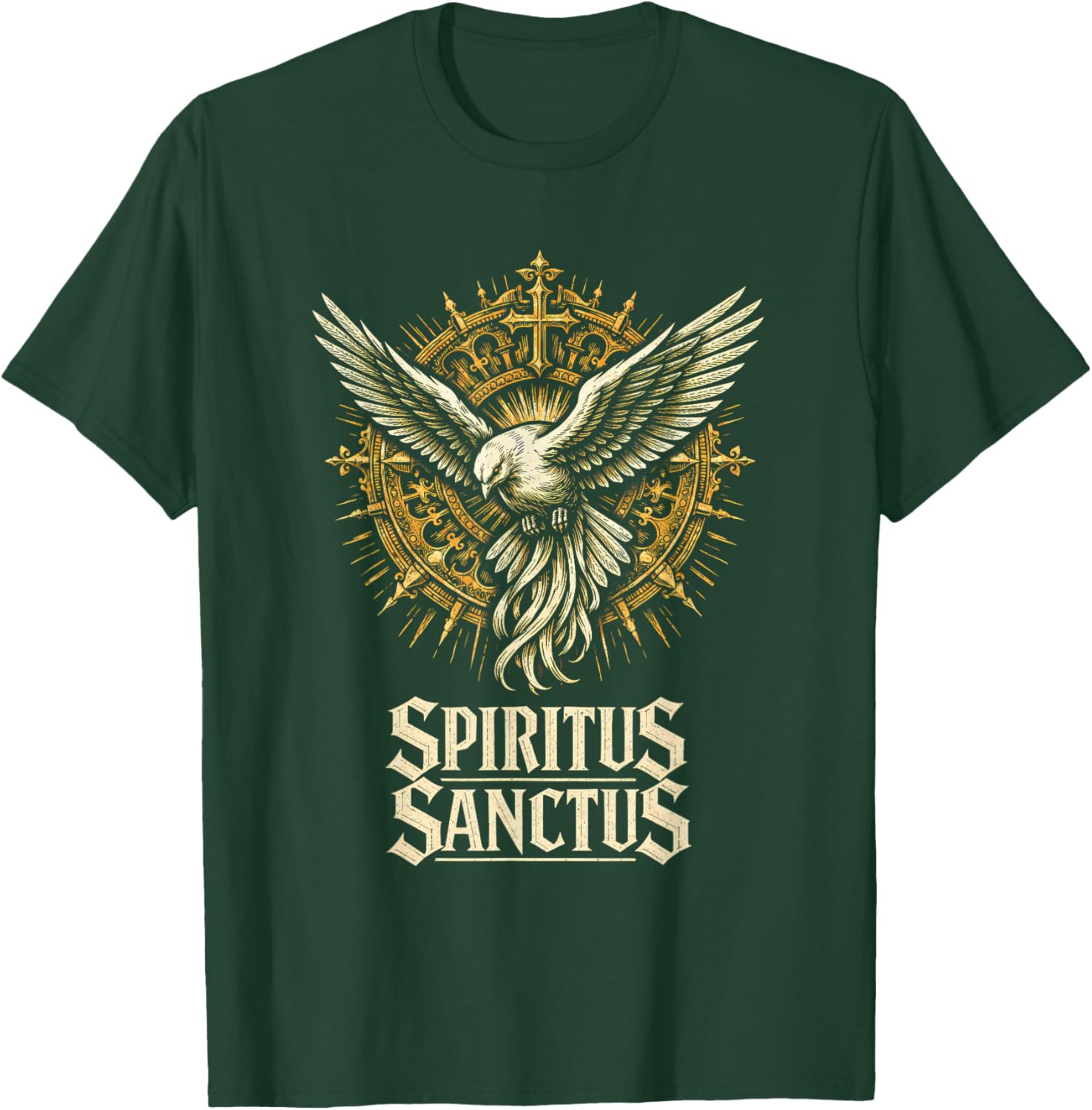 Holy Spirit Latin Catholic Dove T-Shirt - T-Shirt | Forest