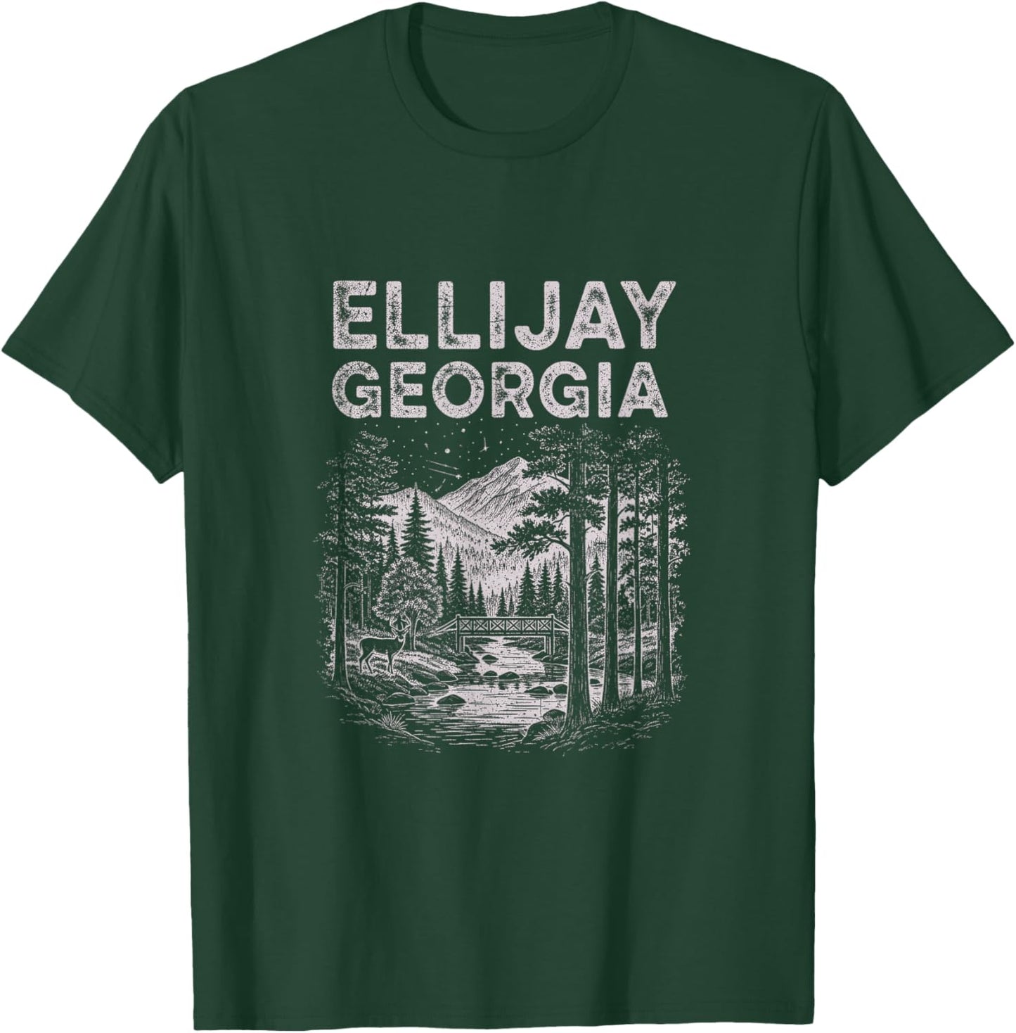 Vintage Ellijay Georgia Drawing Art Design T-Shirt - T-Shirt | Forest