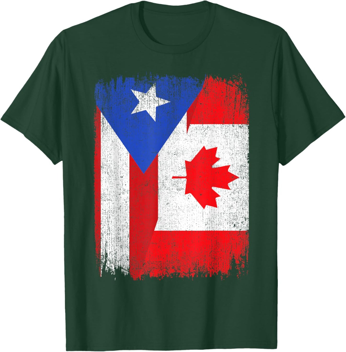 Half Puerto Rico Canada Flag Canadian Pride Roots T-Shirt - T-Shirt | Forest