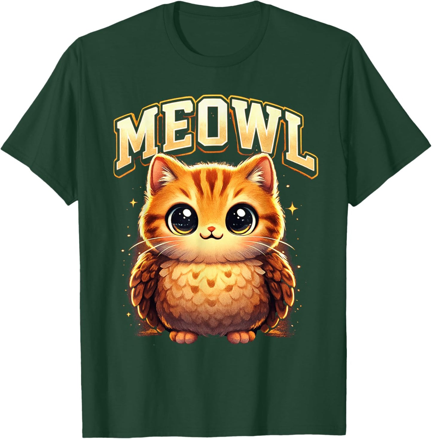 Meowl Funny Meow Cat Owl Brainrot Meme Teen Kids T-Shirt - T-Shirt | Forest