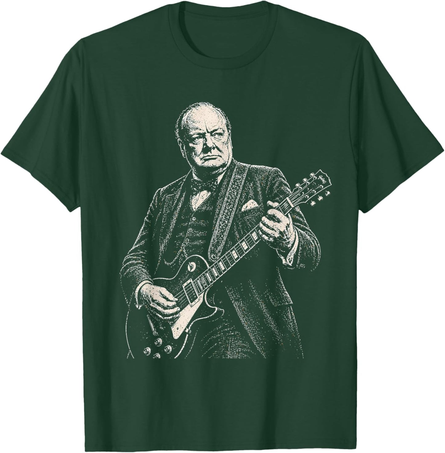 Winston Churchill Jouant de la Guitare électrique à Bascule Humour T-Shirt - T-Shirt | Forest