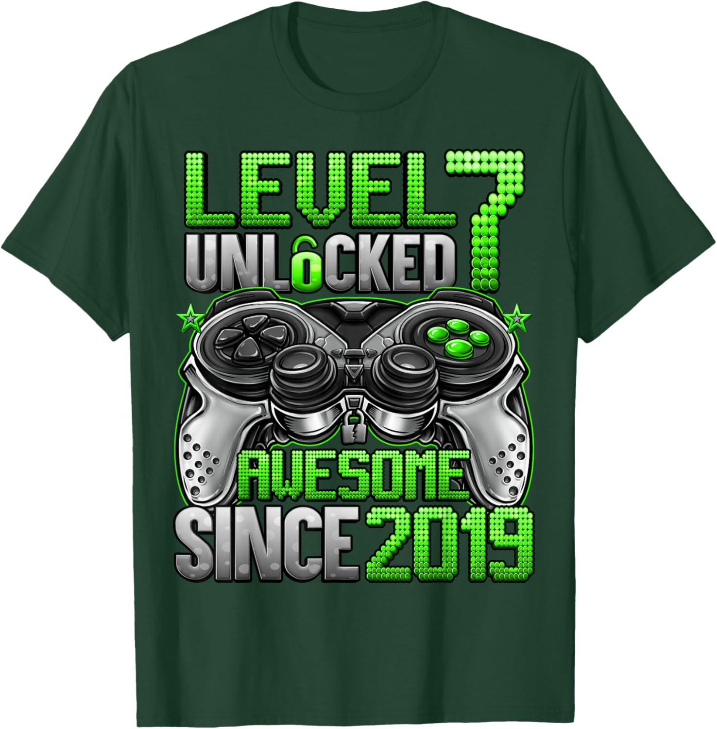 Level 7 Unlocked 7 Year Old Gifts for Boys 7th Birthday Boy T-Shirt - T-Shirt | Forest