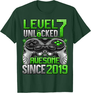 Level 7 Unlocked 7 Year Old Gifts for Boys 7th Birthday Boy T-Shirt - T-Shirt | Forest