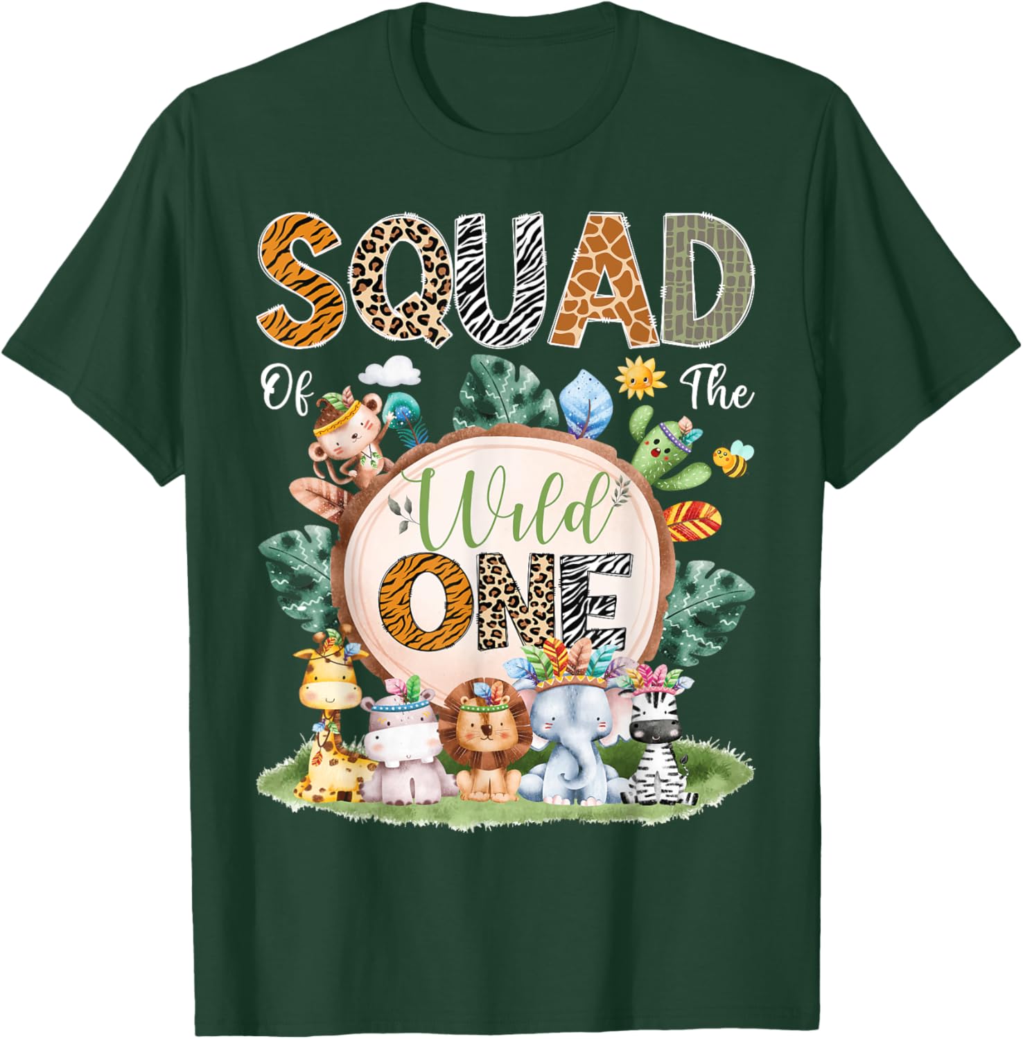 Squad Of The Wild One Safari Tribal Jungle 1St Birthday T-Shirt - T-Shirt | Forest