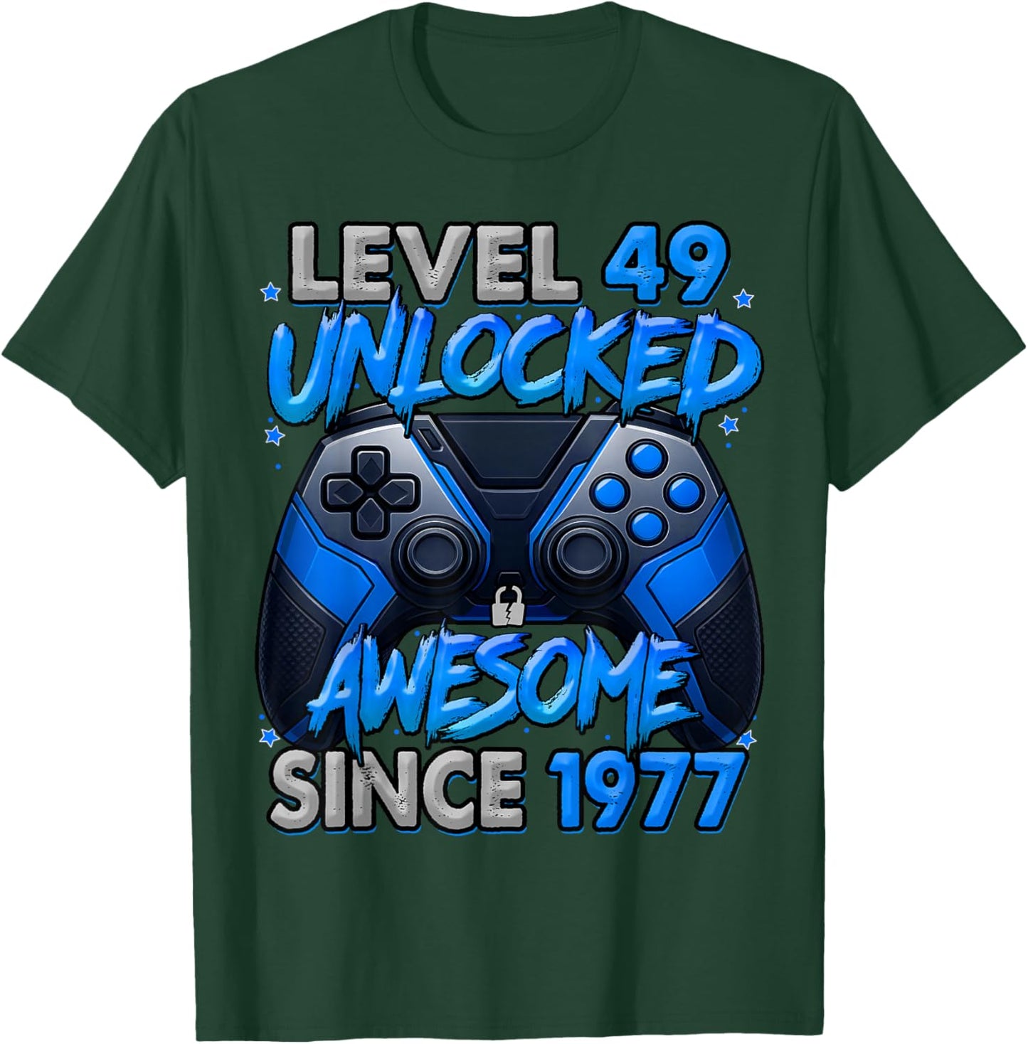 Level 49 Unlocked Awesome Since 1977 49th Birthday Gaming T-Shirt - T-Shirt | Forest