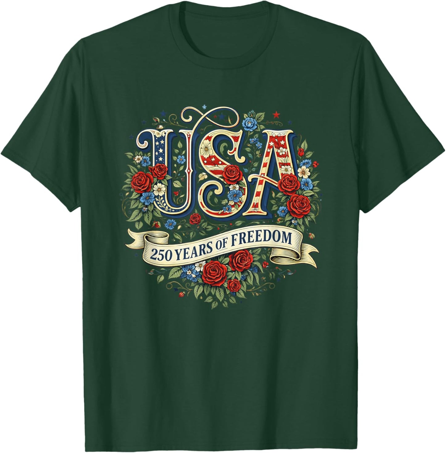 250th Anniversary USA Shirt Women Patriotic 4th of July T-Shirt - T-Shirt | Forest