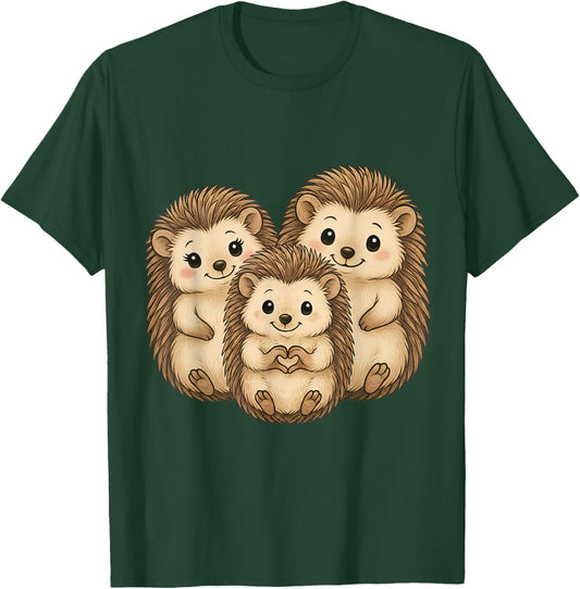 Igel mit Herz und Familie | Süßer Igel mit Mama & Papa T-Shirt - T-Shirt | Forest