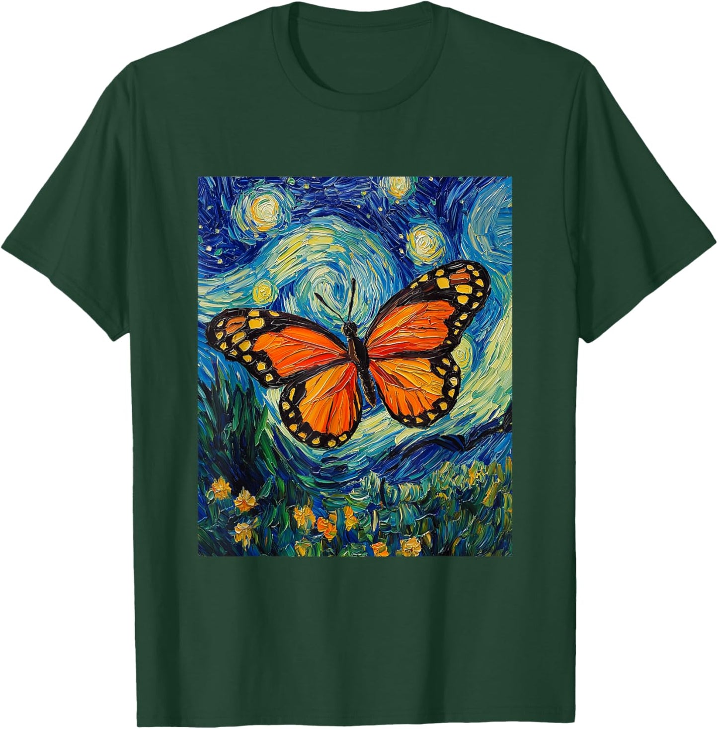 Cute Butterfly - Van Gogh Style - Starry Night T-Shirt - T-Shirt | Forest
