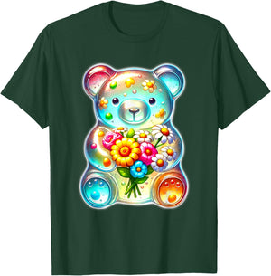 Gummy Bear Candy Rainbow Flowers T-Shirt - T-Shirt | Forest