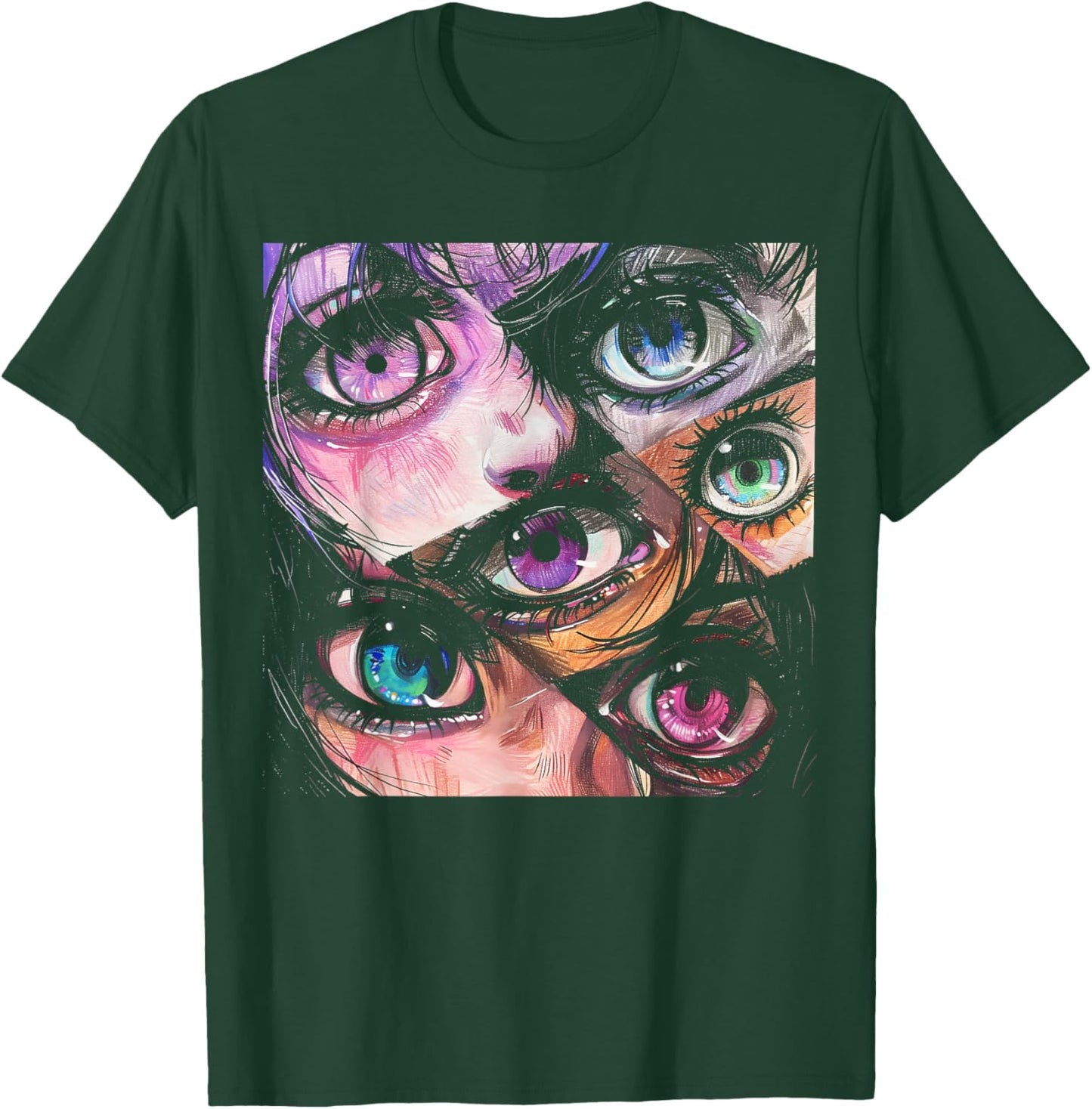 Anime Eyes Art Otaku Pastel Waifu Pink Grunge Alt Aesthetic T-Shirt - T-Shirt | Forest