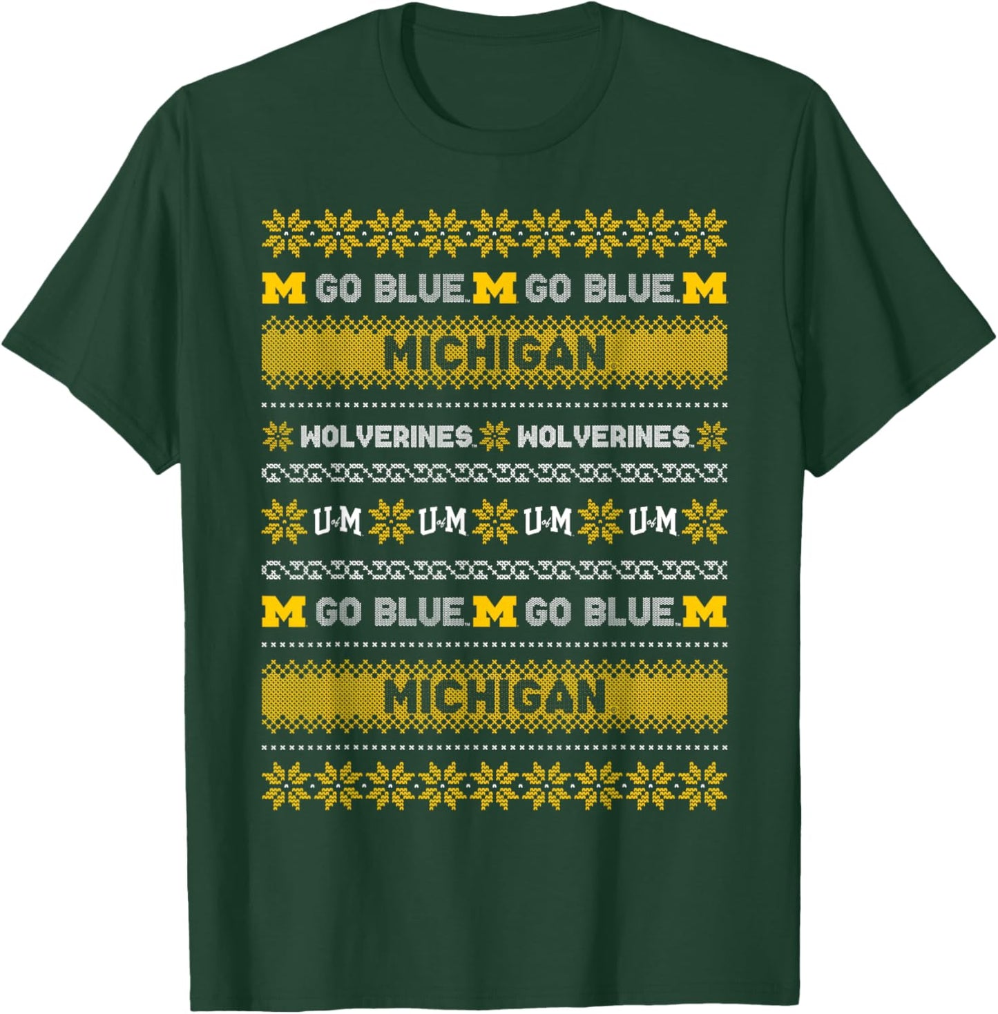 University of Michigan Wolverines Ugly Christmas Sweater T-Shirt - T-Shirt | Forest