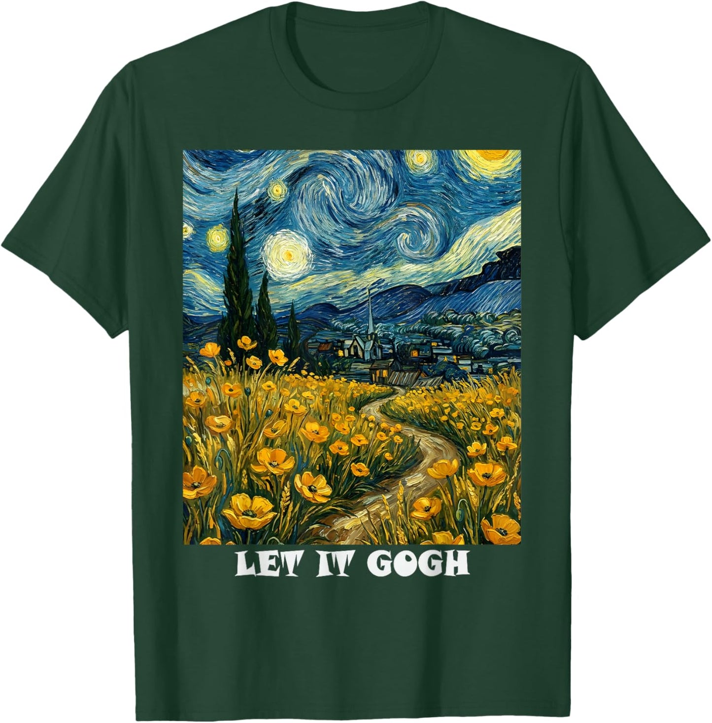 Let it Gogh Art Vincent Van Gogh Starry Night Men Women T-Shirt - T-Shirt | Forest