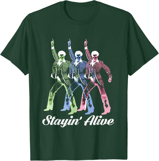 Stayin' Alive Vintage Style Dancing Retro Disco T-Shirt - T-Shirt | Forest