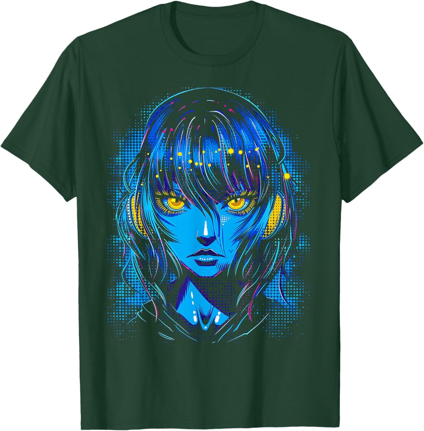 Anime Manga Motif Blue-Eyes Art Anime T-Shirt - T-Shirt | Forest