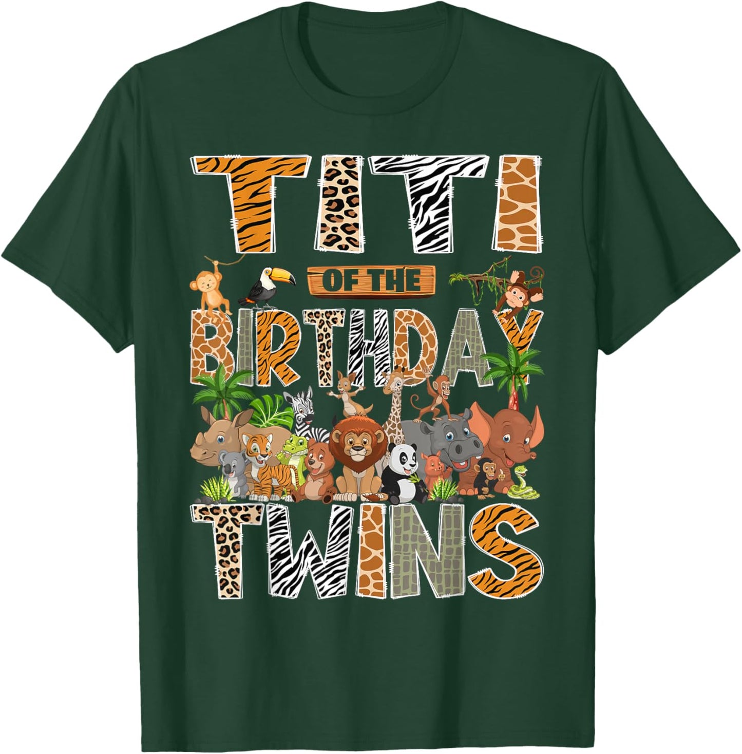 Titi of The Birthday Twins Safari Wild One Zoo Animal T-Shirt - T-Shirt | Forest